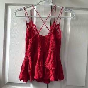 Free People Crimson Lace Camisole